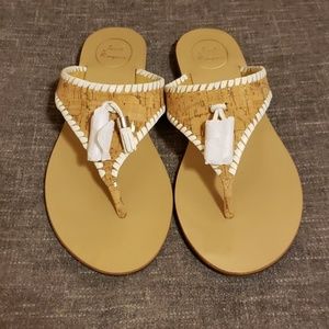 Jack Rogers Alana Thong Sandal in Cork and White